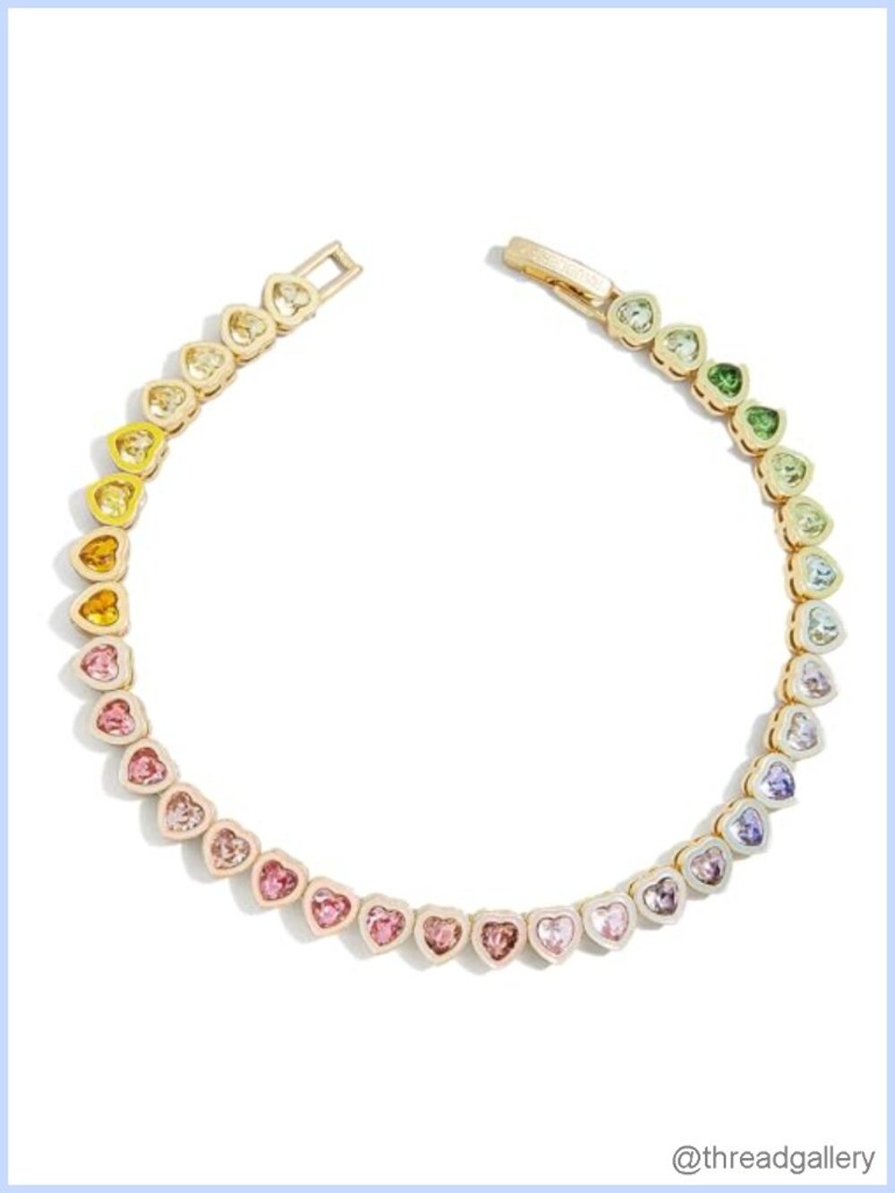 Gold Plated Brass Tennis Bracelet with Glass Stones - Hypoallergenic Fold-Over